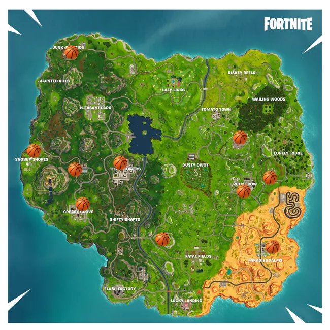 fortnite basketball hoops location map