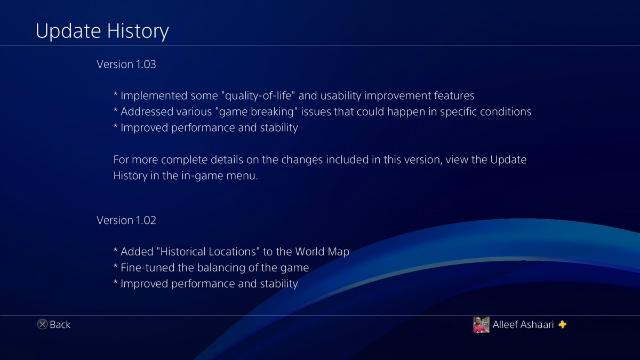 Assassin's Creed Odyssey 1.03 Update