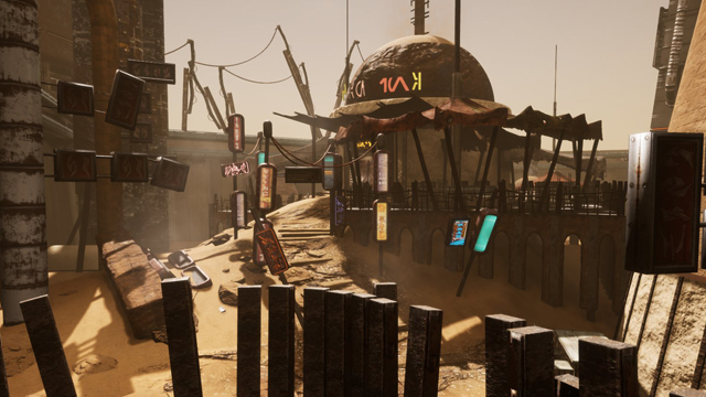 An in-development shot of Star Wars KotoR Apeiron's Tatooine.