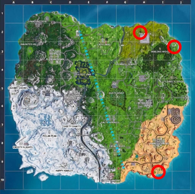 Fortnite Fireworks Locations Map