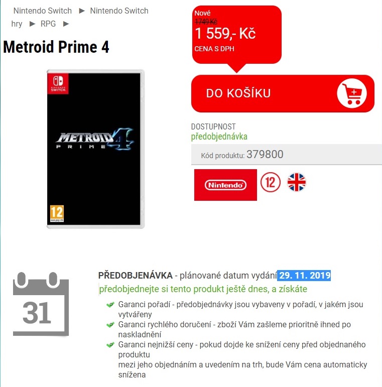SuperGamer's Metroid Prime 4 listing.