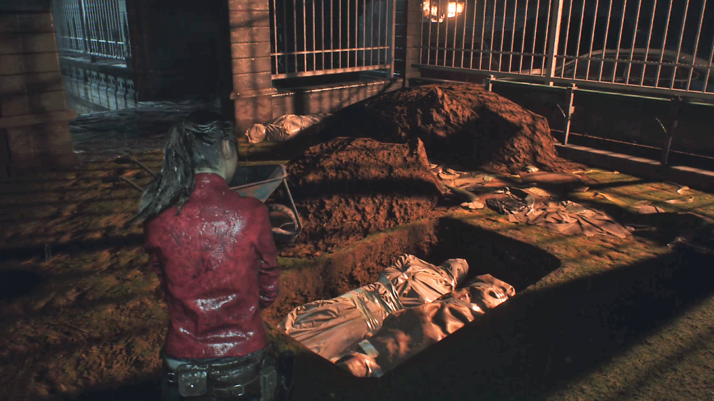 Resident Evil 2 RPD Courtyard Open Grave