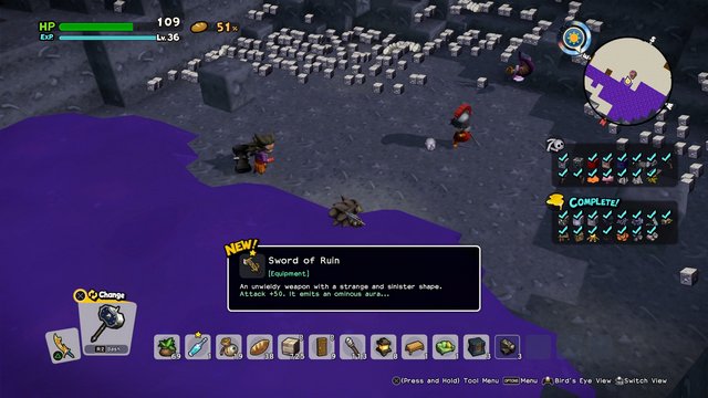 Dragon Quest Builders 2 Sword of Ruin recipe acquired