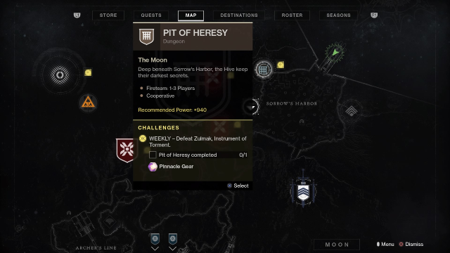 Destiny 2 pit of heresy map location