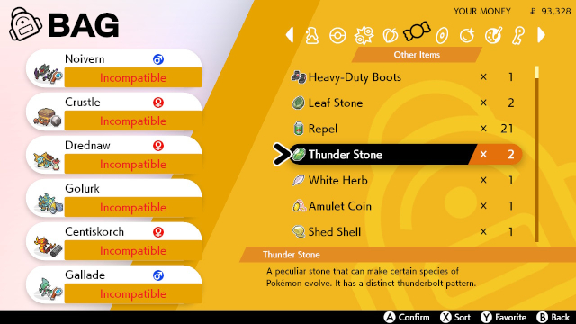 pokemon sword and shield charjabug thunder stone