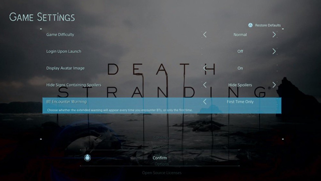 Death Stranding update 1.10 BT Encounter Warning