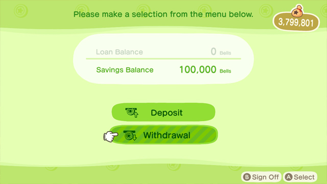 Animal Crossing: New Horizons Bank of Nook interest rate