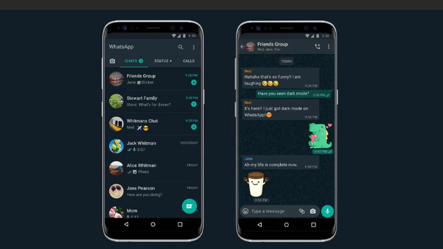 whatsapp dark mode ios 13 android 10 2