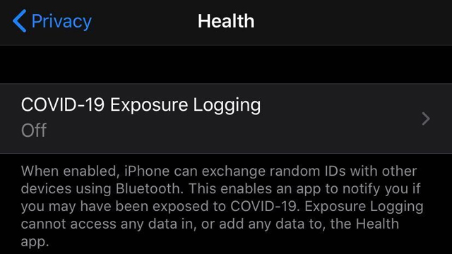 iPhone COVID-19 Exposure Logging App