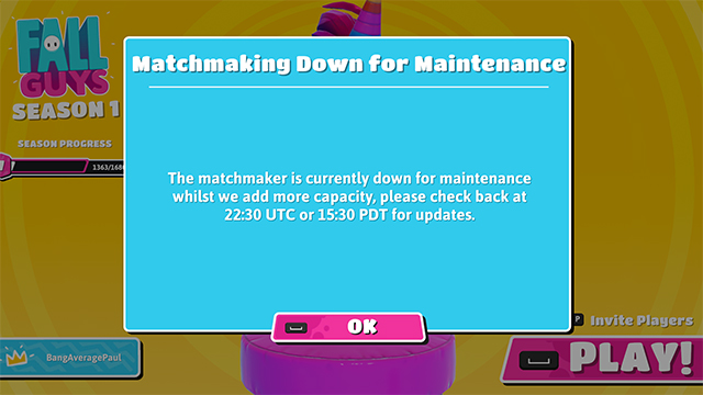 Fall Guys Matchmaking Down for Maintenance explained