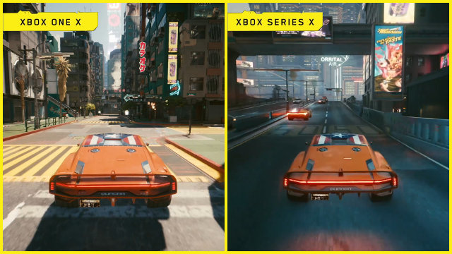 Cyberpunk 2077 Xbox Series X and Xbox One X gameplay split