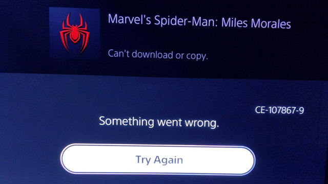 PS5 Error Code CE-107867-9