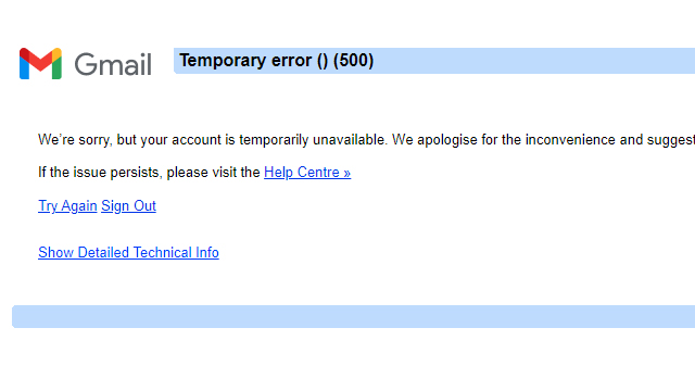 gmail your account is temporarily unavailable error 500 fix