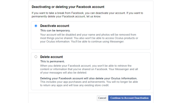 delete facebook account permanently