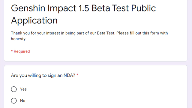 How to get the Genshin Impact beta sign up in the 1.5 update