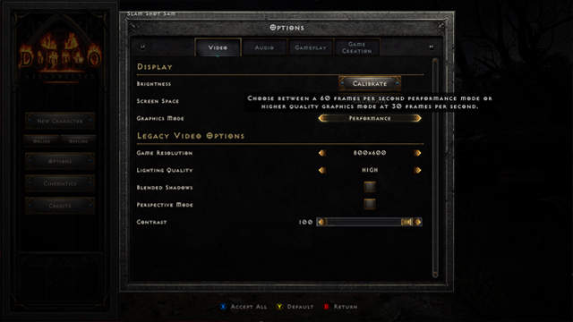 Diablo 2 Resurrected Performance or Quality mode