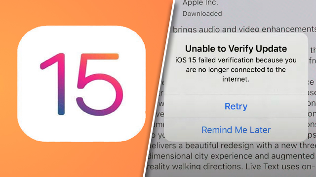 iOS 15 failed verification