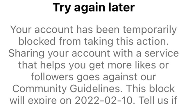 instagram your account has been temporarily blocked fix