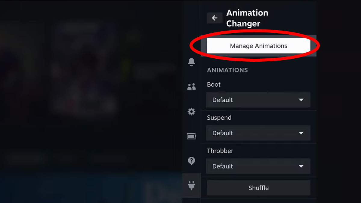 Steam Deck animation changer menu