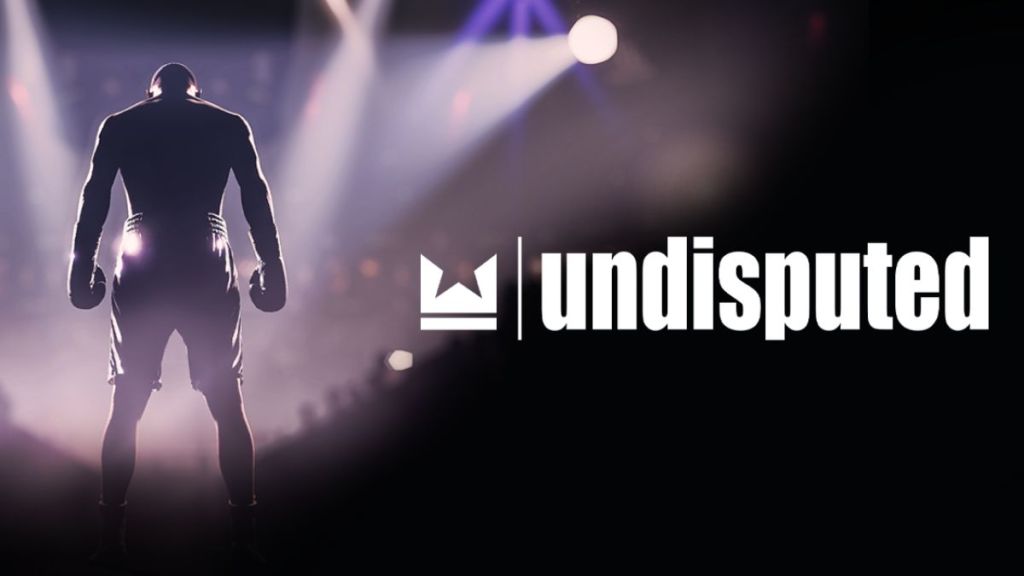 silhoutte of a boxer standing next to the undisputed logo