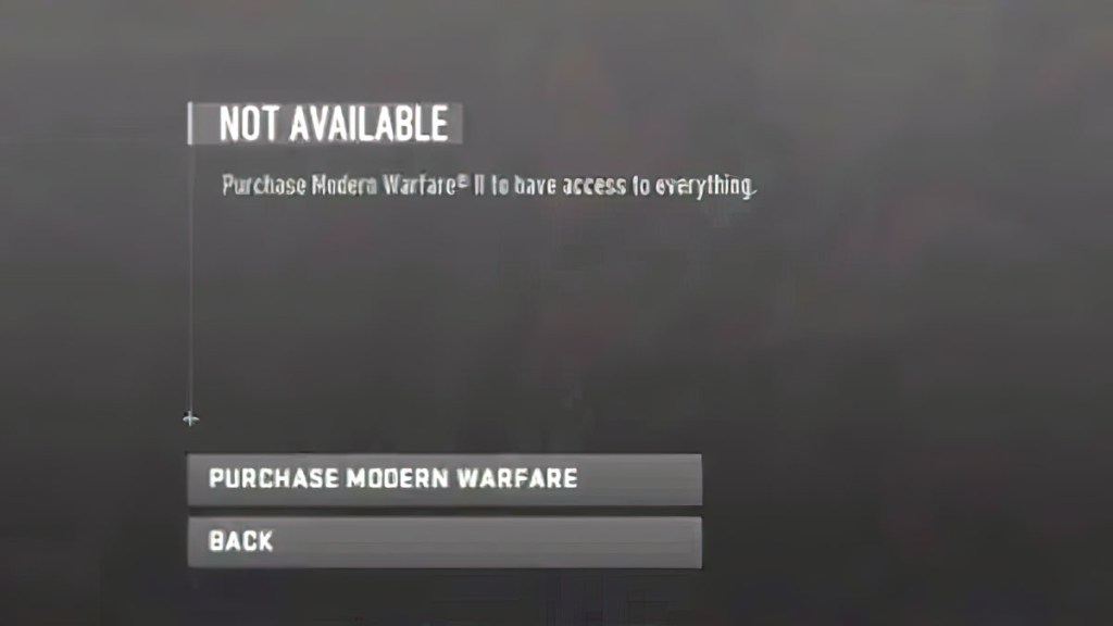 Purchase Modern Warfare 2 to have access to everything error fix