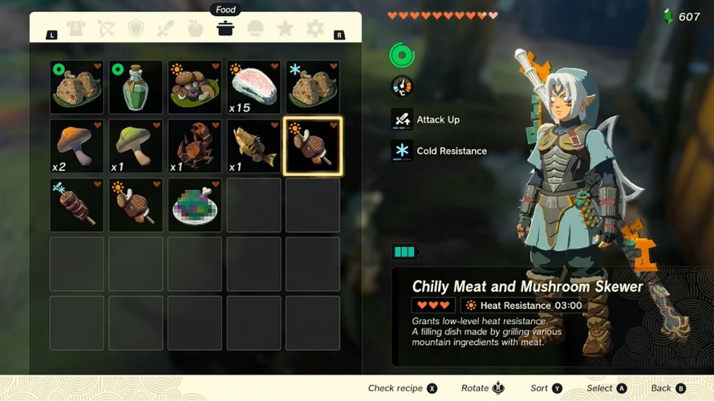 Zelda: Tears of the Kingdom Heat Resistant Recipe List