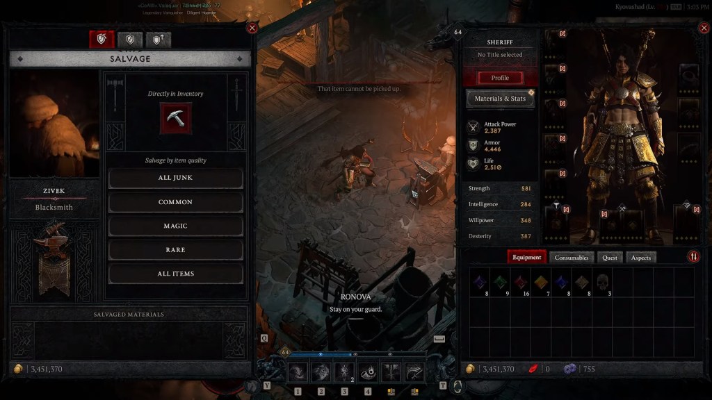 Diablo 4 Blacksmith My Bags Are Full Bug Glitch