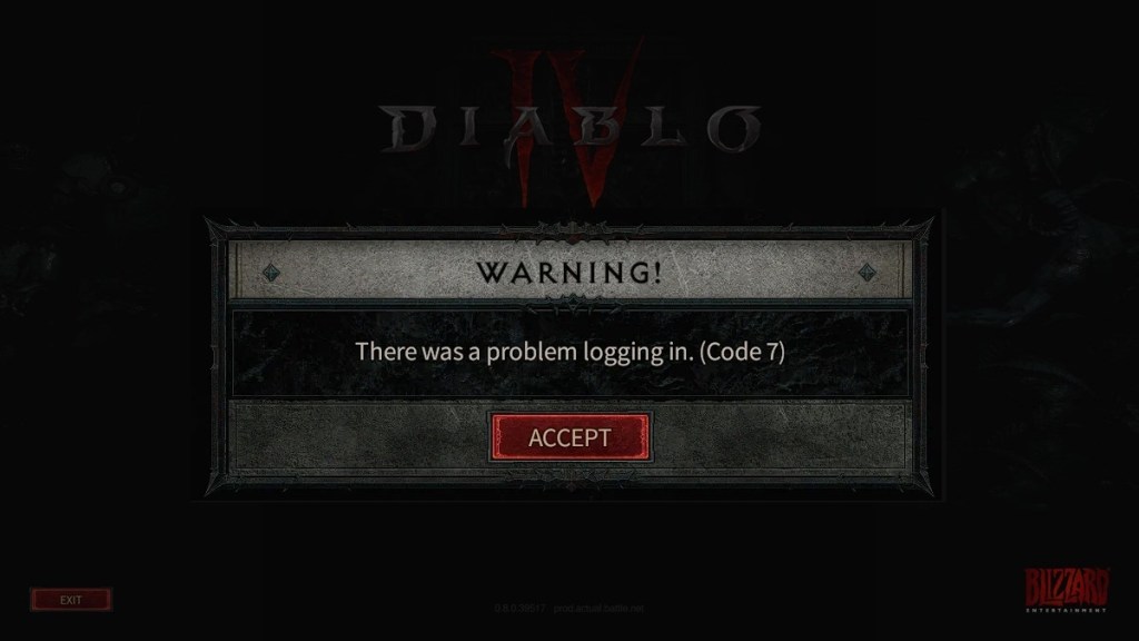 Diablo 4 Code 7 Error