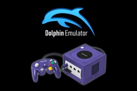 Logo for the Dolphin Emulator overlaid with a picture of a Nintendo GameCube