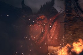 Dragon's Dogma 2: a huge drag lets out an angry roar towards the camera.