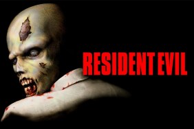 The iconic Resident Evil logo with a zombie turning towards the camera.