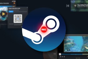 The blue Steam logo with a red Record button in the center.