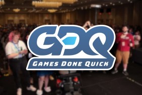 Summer Games Done Quick 2024 logo with gamers behind it.